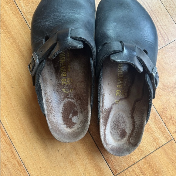 Birkenstock Boston vintage Black leather Clog Sandals size 39 - Picture 3 of 4